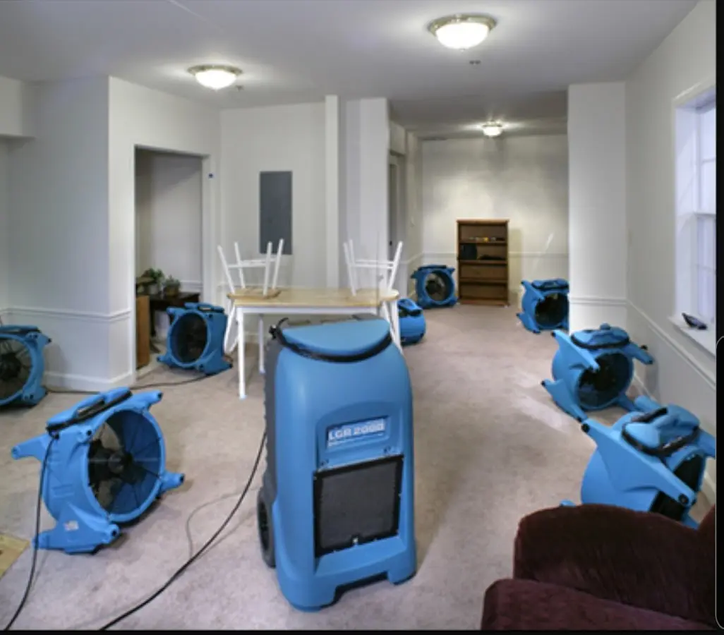 Air movers and dehumidifier setup for Water Extraction & Removal in Monument